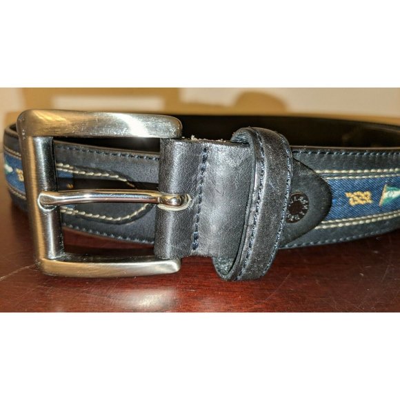 Black Paul Shark Belt Leather Fabric Size 85 Black Women Sailing Nautical Flags - Picture 2 of 10